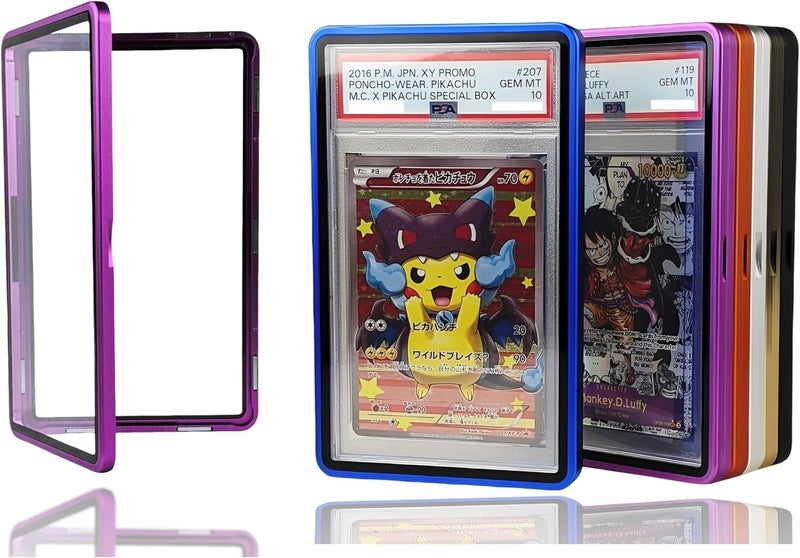 RedCap Magnetic Aluminum Graded PSA Slab Guard UV Resistant Glass 35PT Premium Protector Display Case For Standard PSA CGC Graded Sport Trading Cards - Amethyst - Image 1